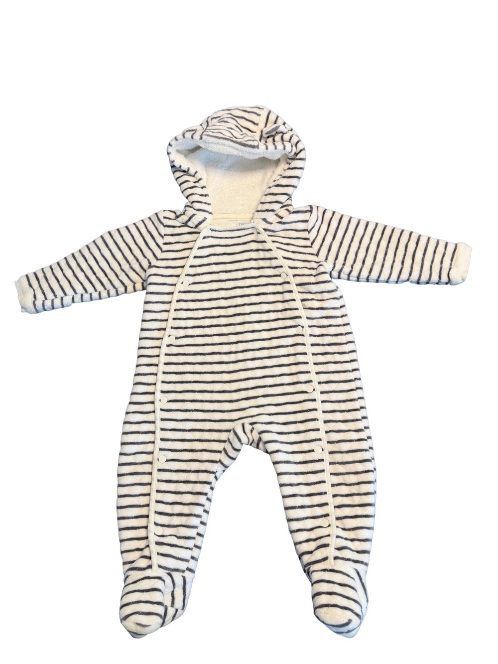 Nordstrom Baby Hooded Striped Fleece Bunting Jumpsuit 9 to 12 Months Winter Coat
